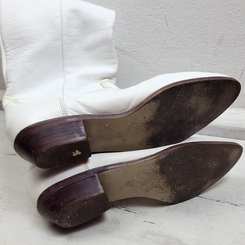 Bota Brechó Western Branca Couro Legítimo