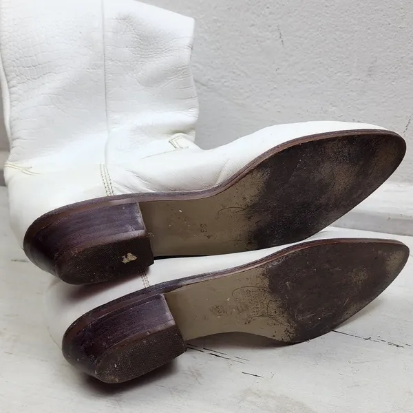 Bota Brechó Western Branca Couro Legítimo