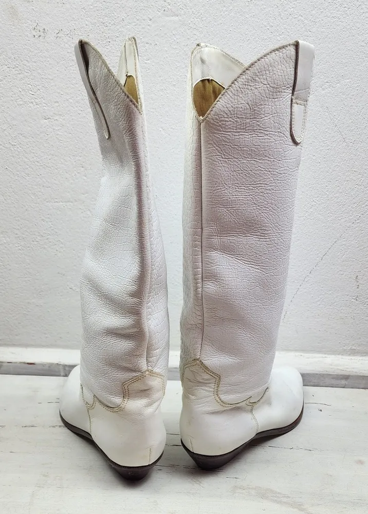 Bota Brechó Western Branca Couro Legítimo