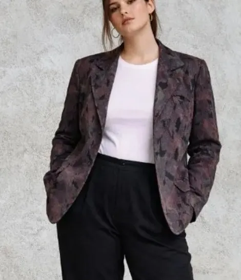 blazer vintage brechó anos 90 estampado cinza roxo