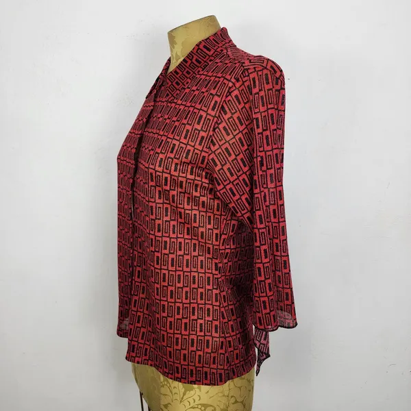 Brechó Camisa Vintage Anos 2000 Geométrica Y2K Social