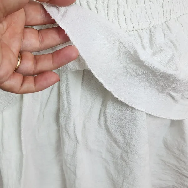 Saia Off White Babados Algodão Brechó Cós Lastex Elástico