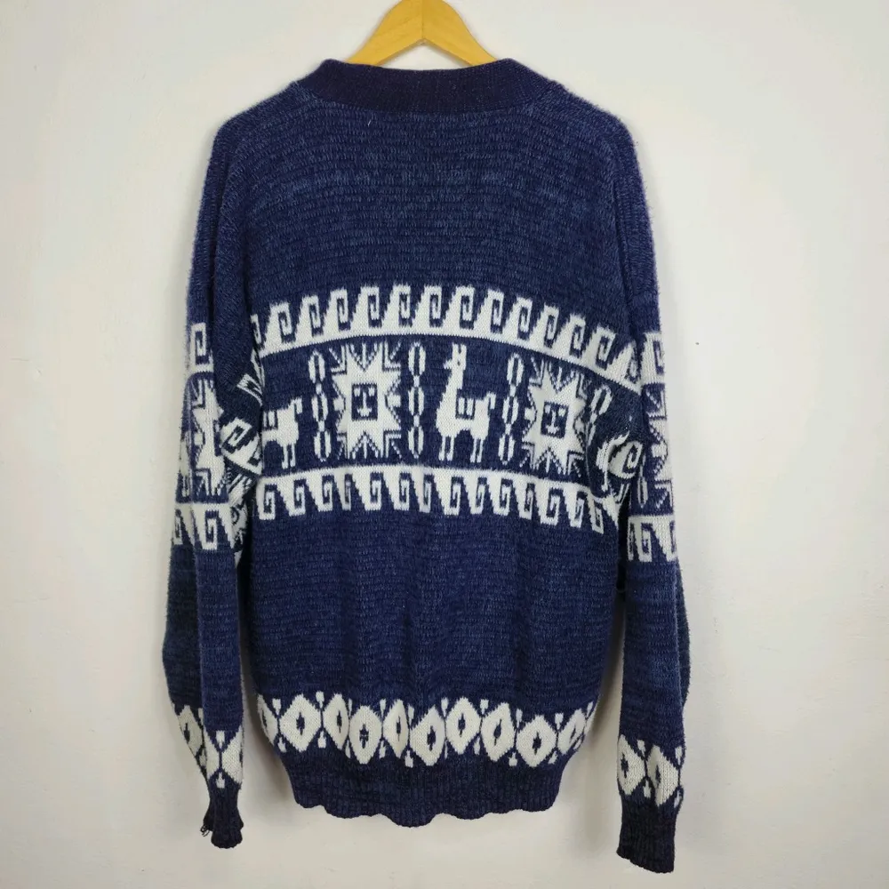 Cardigan Tricô Vintage Anos 90 Brechó Unissex G Estampa