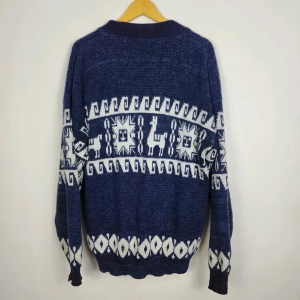 Cardigan Tricô Vintage Anos 90 Brechó Unissex G Estampa