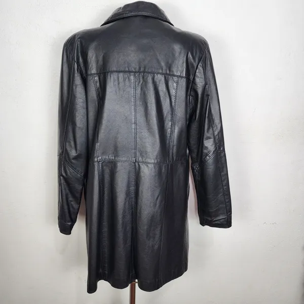 Sobretudo Couro Vintage Anos 90 Feminino Brechó Preto