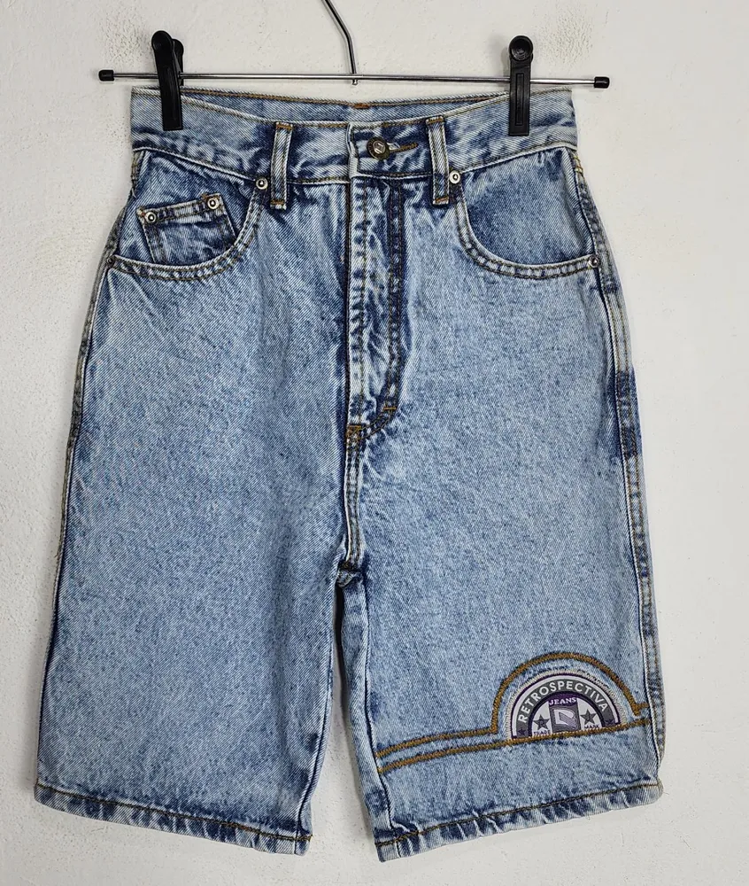 Bermuda Jeans Vintage Anos 90 Cintura Alta Perspectiva