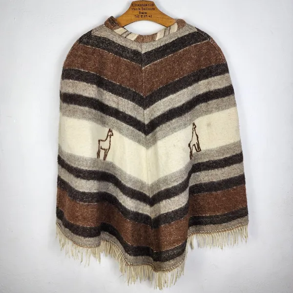 Poncho Artesanal Argentino Lã Lhama Alpaca Merino Vintage