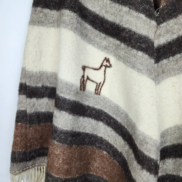 Poncho Artesanal Argentino Lã Lhama Alpaca Merino Vintage