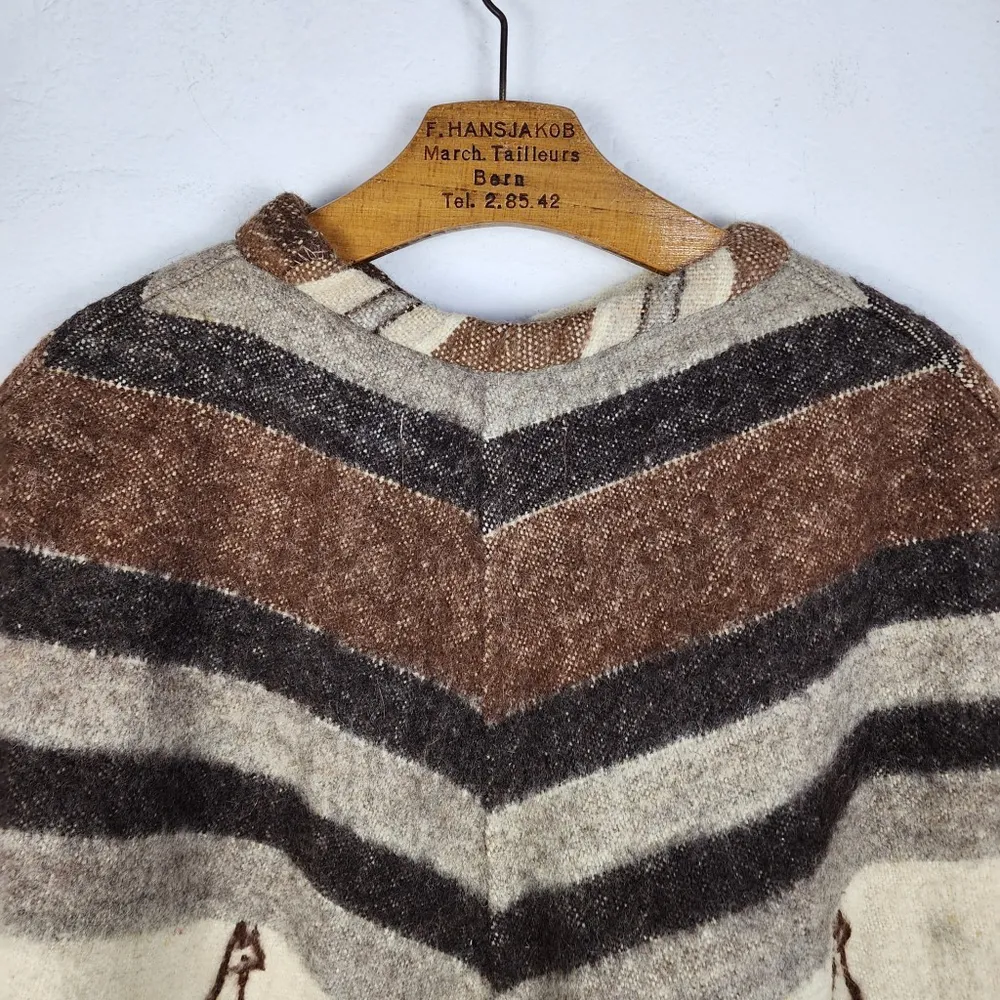 Poncho Artesanal Argentino Lã Lhama Alpaca Merino Vintage