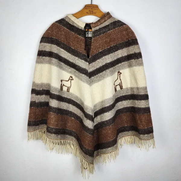 Poncho Artesanal Argentino Lã Lhama Alpaca Merino Vintage