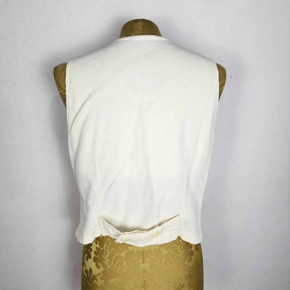 Colete Veludo Cotelê Creme Anos 80 Vintage Brechó