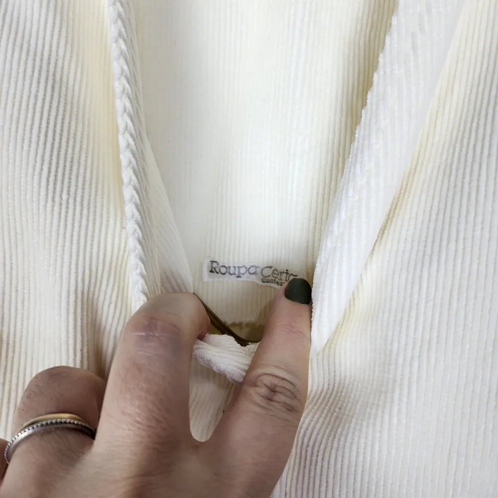 Colete Veludo Cotelê Creme Anos 80 Vintage Brechó