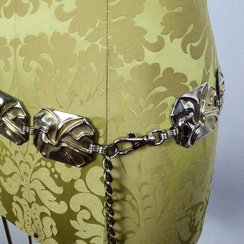 Cinto Feminino Metal Anos 90 Prata Dourado Regulável Vintage