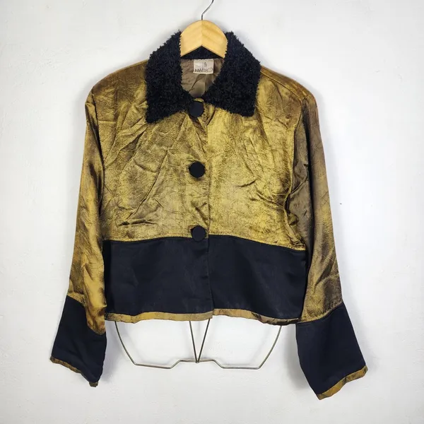 Casaquinho Vintage Anos 90 Lia Rabelo Dourado Furta-Cor