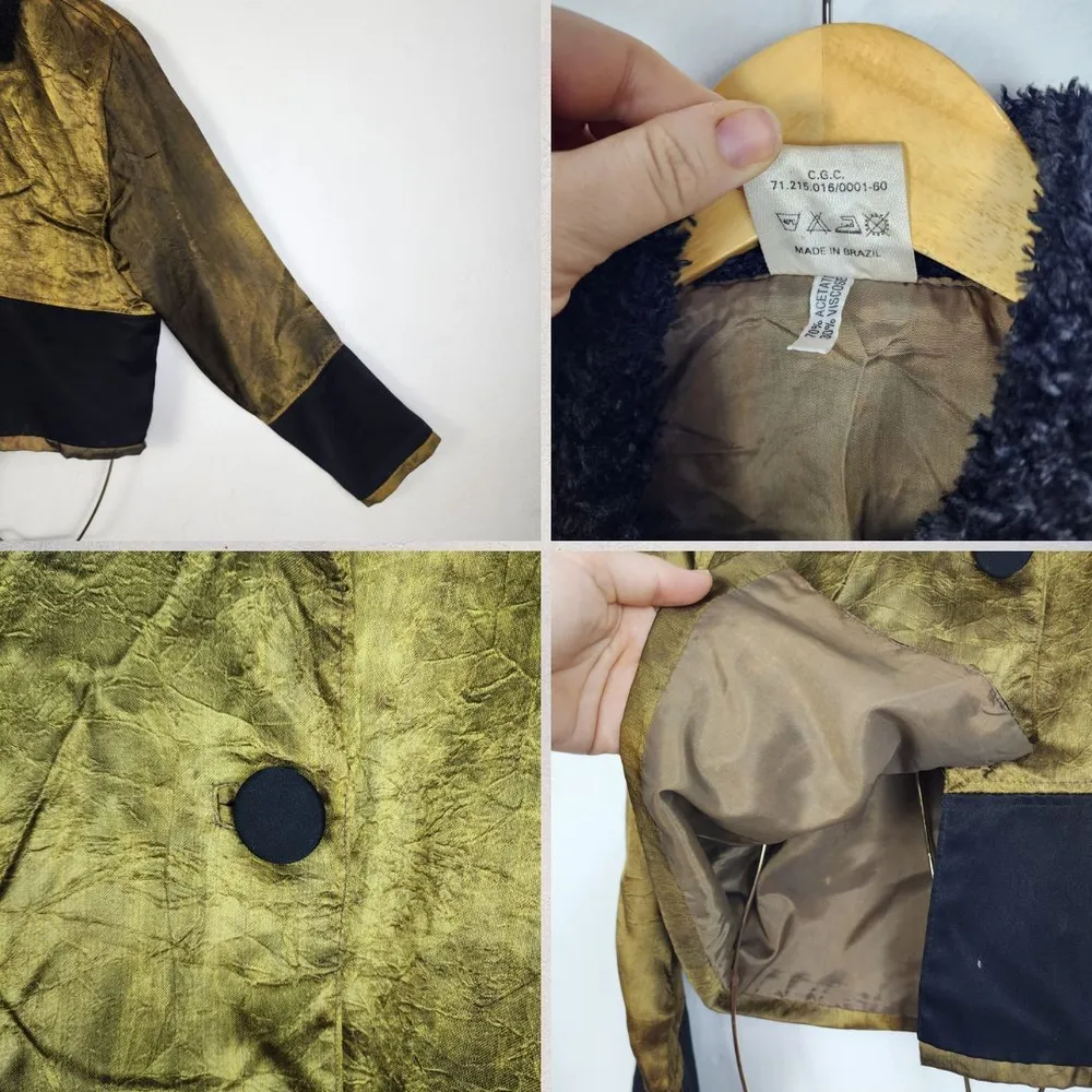 Casaquinho Vintage Anos 90 Lia Rabelo Dourado Furta-Cor
