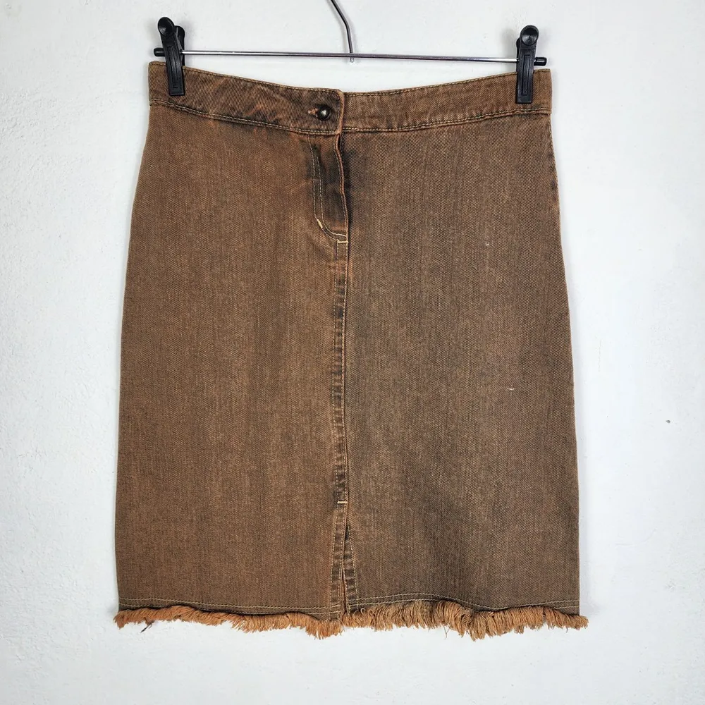 Saia Jeans Marrom Feminina Brechó Y2K Anos 2000 Geométrica