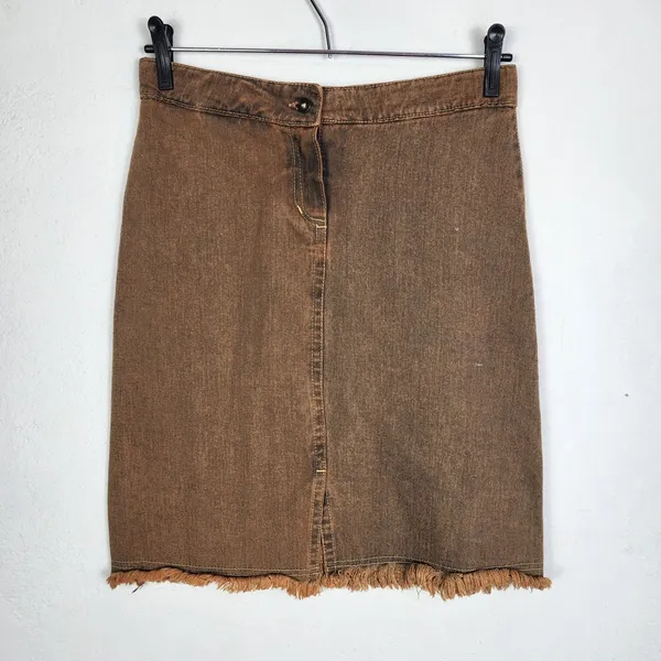 Saia Jeans Marrom Feminina Brechó Y2K Anos 2000 Geométrica