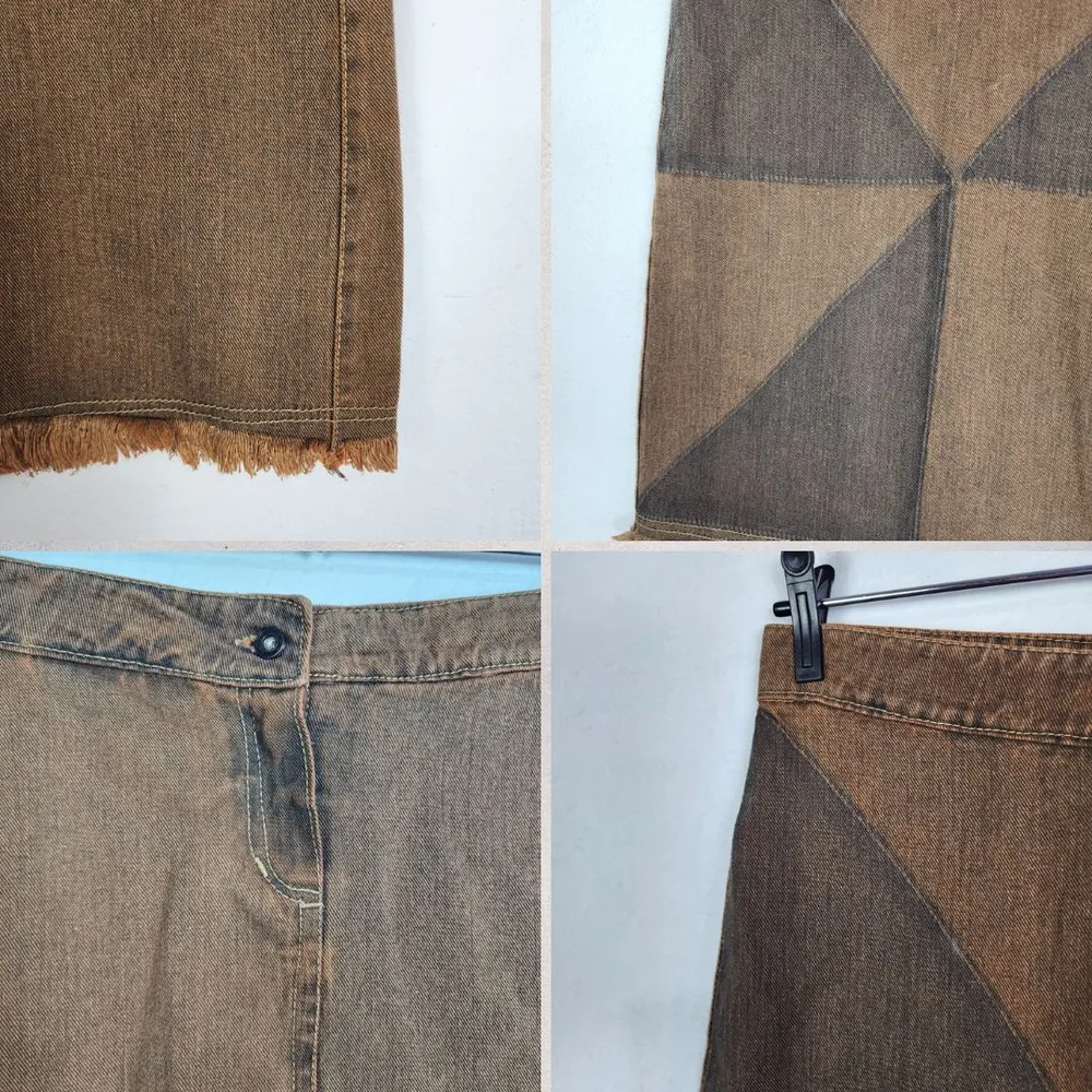 Saia Jeans Marrom Feminina Brechó Y2K Anos 2000 Geométrica