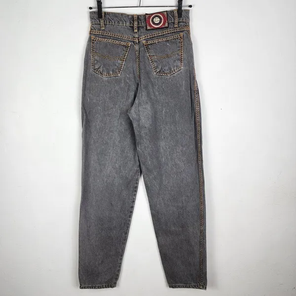 Calça Jeans Preta Lavada Vintage Anos 90 Cintura Alta