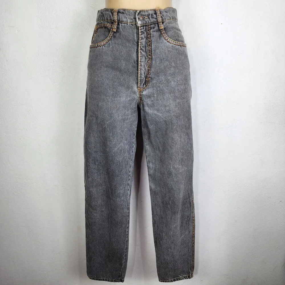 Calça Jeans Preta Lavada Vintage Anos 90 Cintura Alta