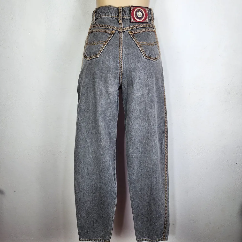 Calça Jeans Preta Lavada Vintage Anos 90 Cintura Alta