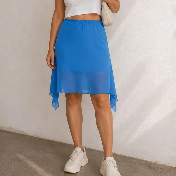 Saia Midi Azul Turquesa Anos 2000 com Forro