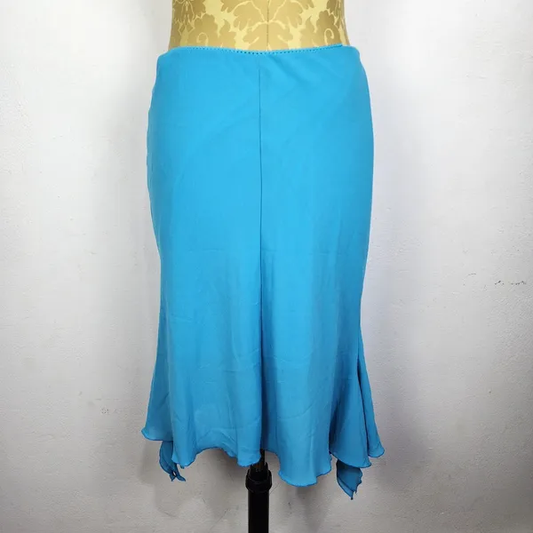 Saia Midi Azul Turquesa Anos 2000 com Forro