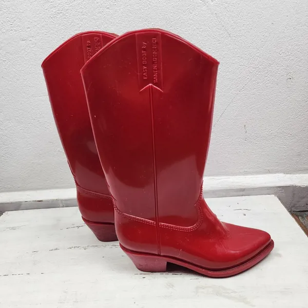 Bota Western Borracha Vermelha Anos 80 Coleção Figurino