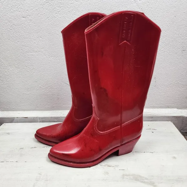 Bota Western Borracha Vermelha Anos 80 Coleção Figurino