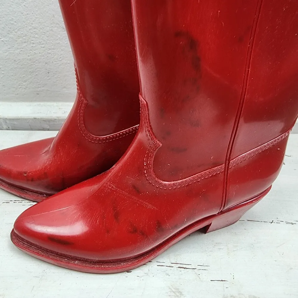 Bota Western Borracha Vermelha Anos 80 Coleção Figurino