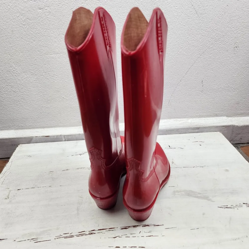Bota Western Borracha Vermelha Anos 80 Coleção Figurino