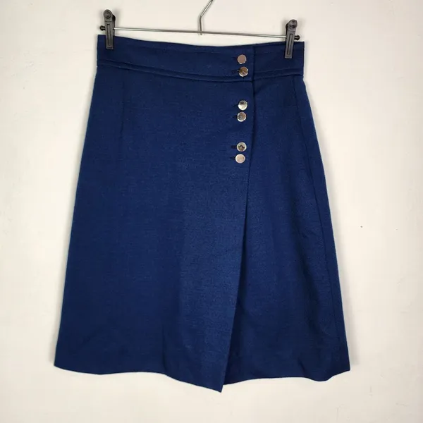 Brechó Saia Envelope Vintage Anos 60 Azul Marinho