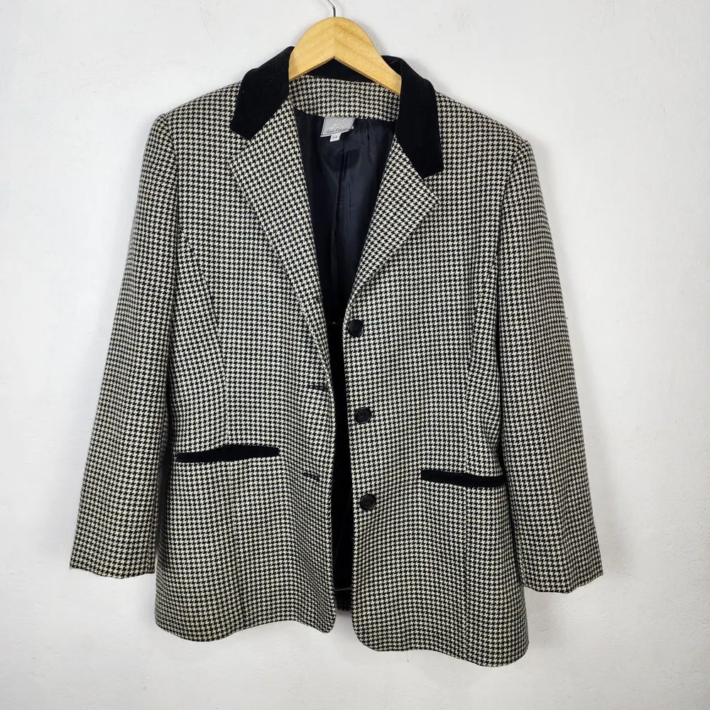 Blazer Feminino Vintage Anos 90 Pied de Poule Lã