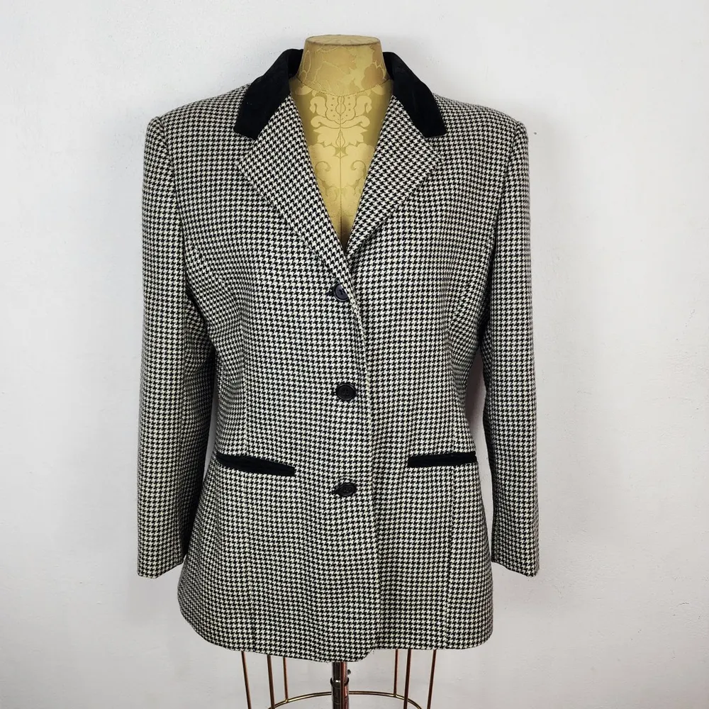 Blazer Feminino Vintage Anos 90 Pied de Poule Lã