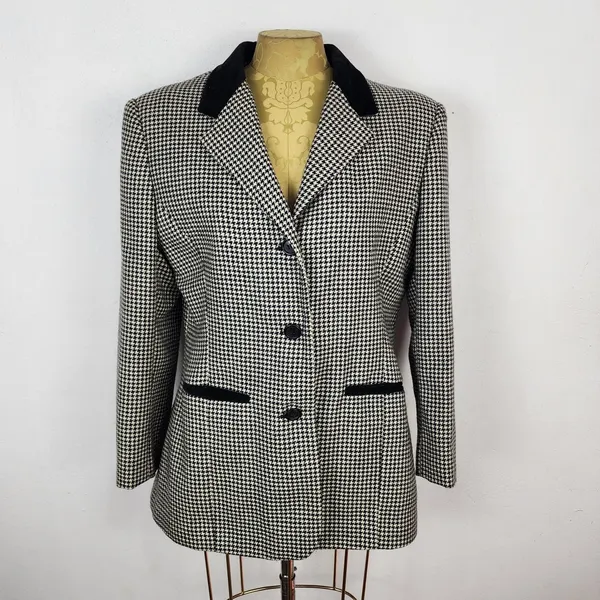 Blazer Feminino Vintage Anos 90 Pied de Poule Lã