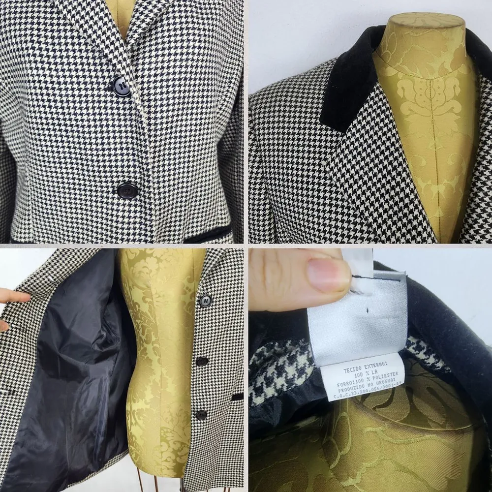 Blazer Feminino Vintage Anos 90 Pied de Poule Lã