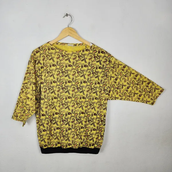 Blusa Vintage Anos 80 Paisley Amarela