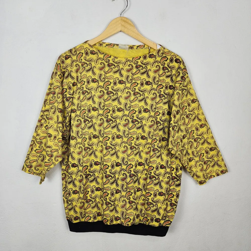 Blusa Vintage Anos 80 Paisley Amarela
