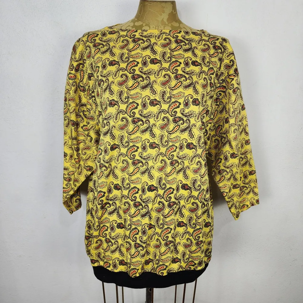 Blusa Vintage Anos 80 Paisley Amarela
