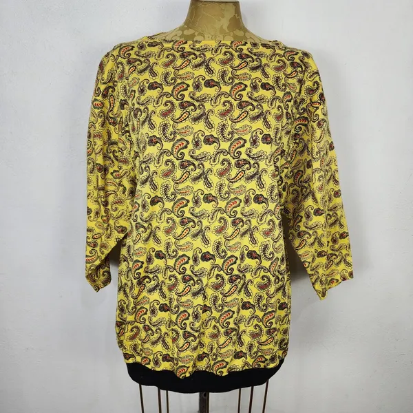 Blusa Vintage Anos 80 Paisley Amarela