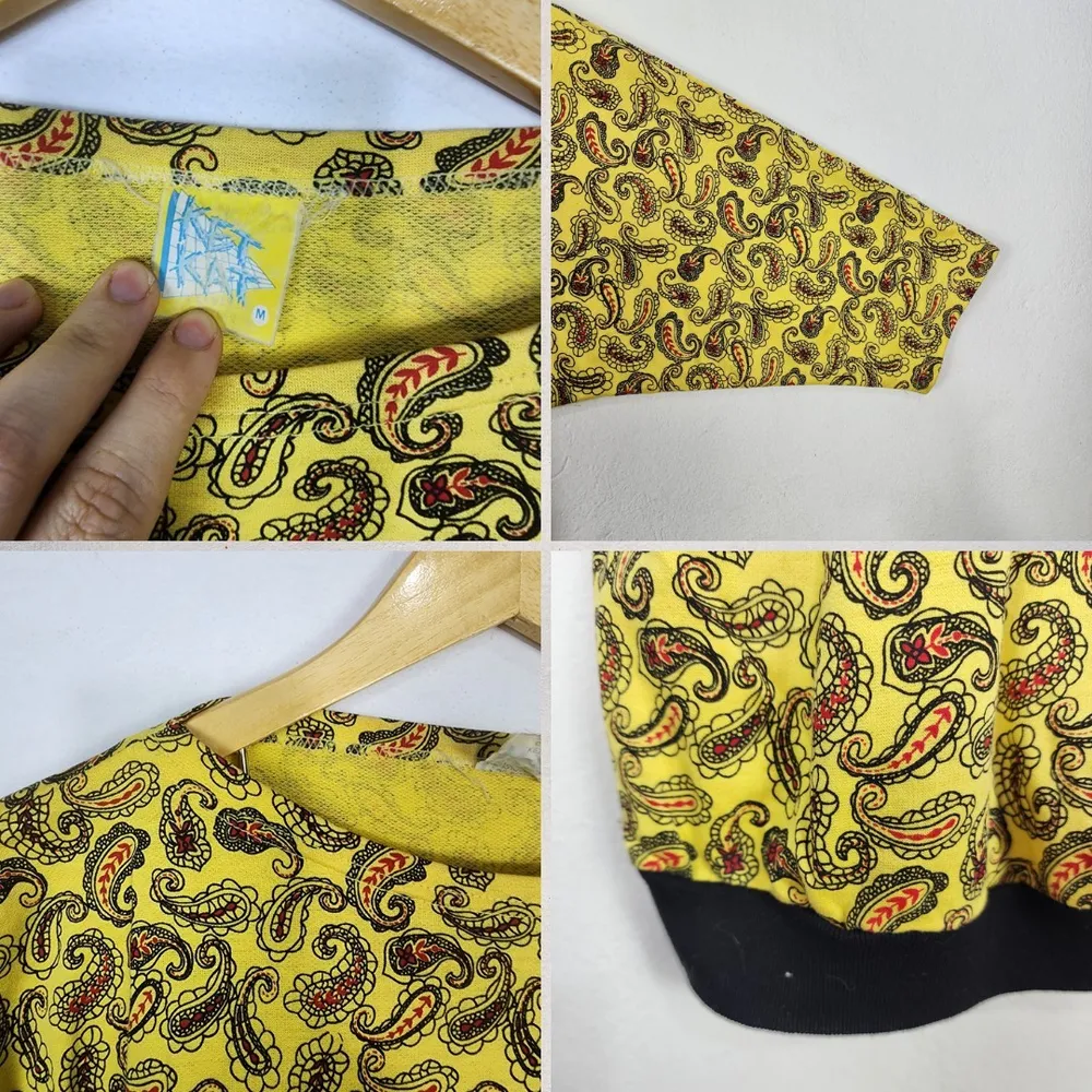 Blusa Vintage Anos 80 Paisley Amarela