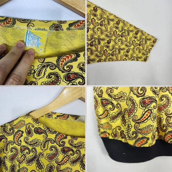 Blusa Vintage Anos 80 Paisley Amarela