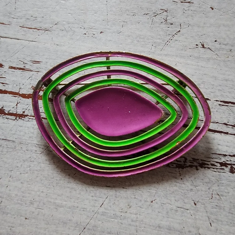 Broche Vintage Anos 80 Grande em Metal Cores Neon Bijuteria