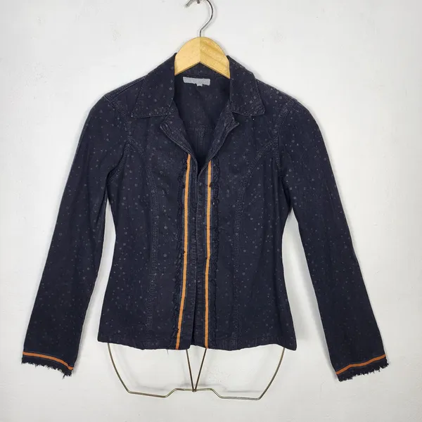 Jaqueta Feminina Vintage Anos 2000 Preta Estampa de Bolinhas