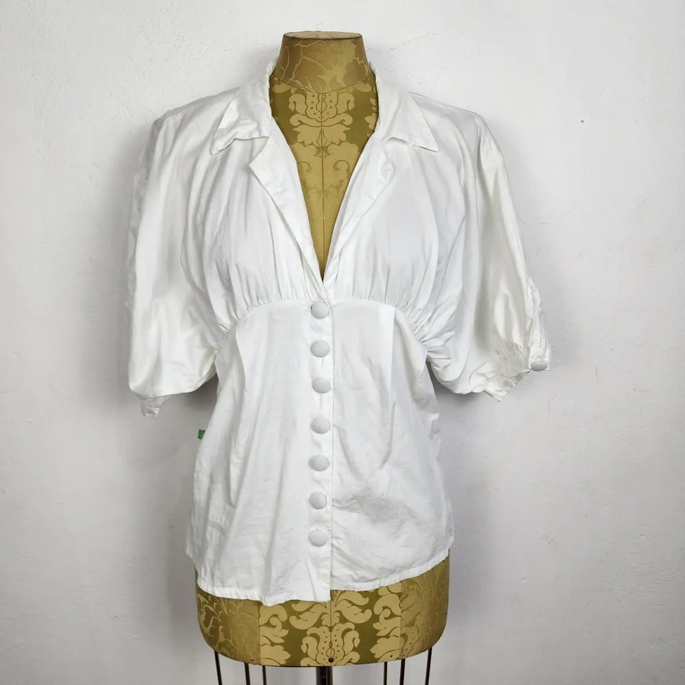 Camisa Branca Anos 2000 Flora Nativa Manga Morcego Tam M