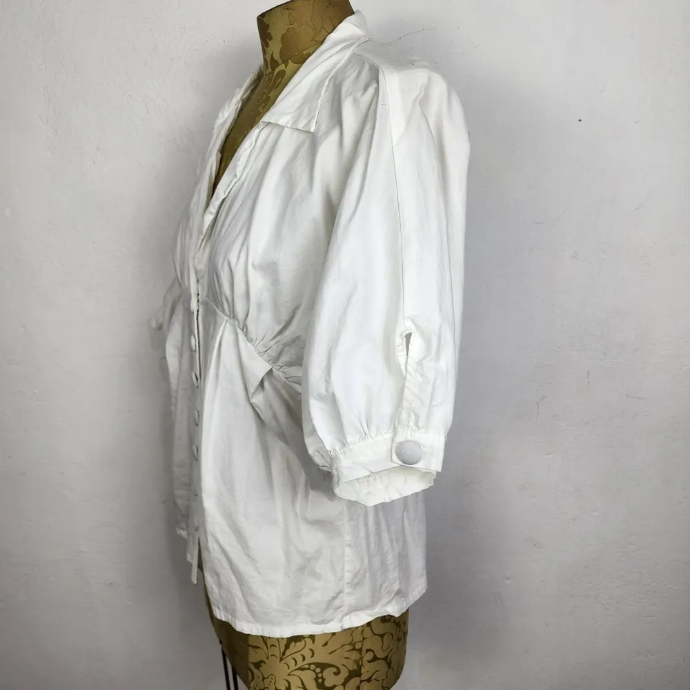 Camisa Branca Anos 2000 Flora Nativa Manga Morcego Tam M