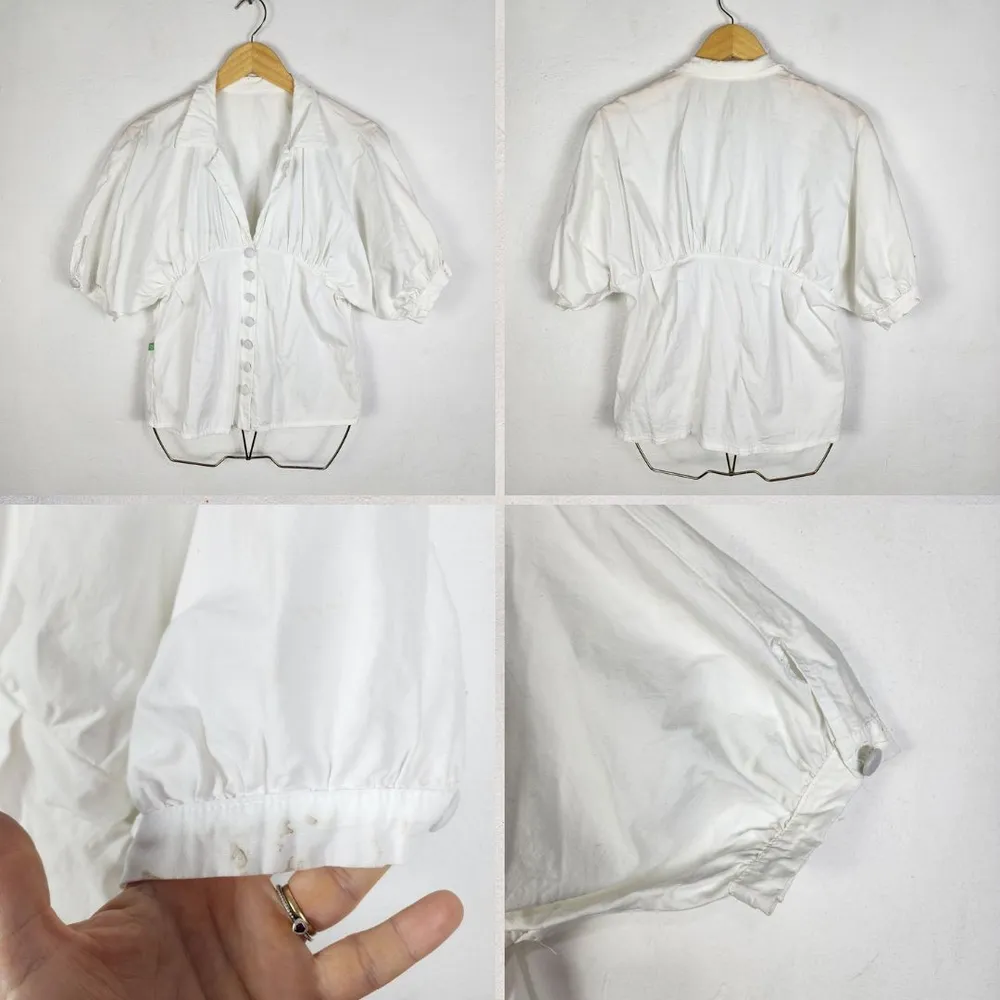 Camisa Branca Anos 2000 Flora Nativa Manga Morcego Tam M