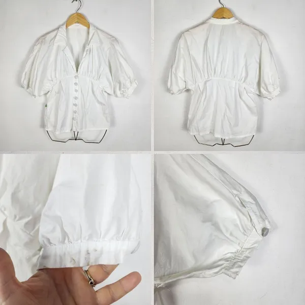 Camisa Branca Anos 2000 Flora Nativa Manga Morcego Tam M