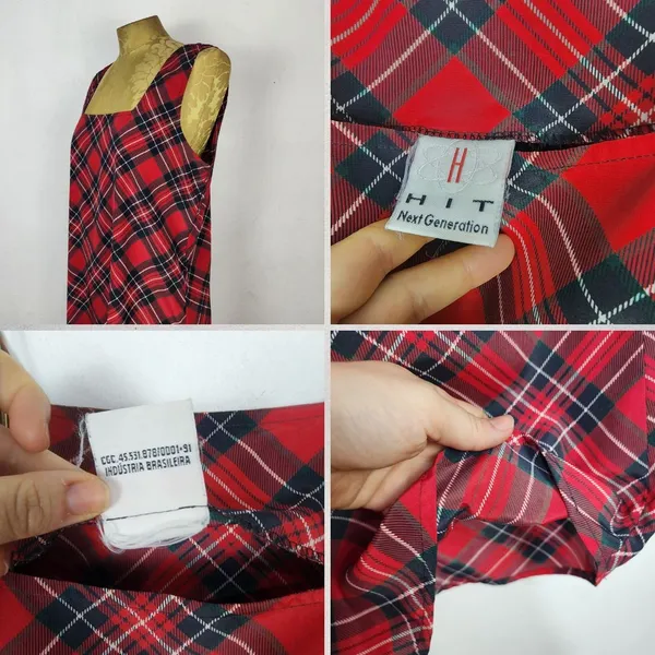 Vestido Vintage Anos 90 Xadrez Vermelho Hit Generation