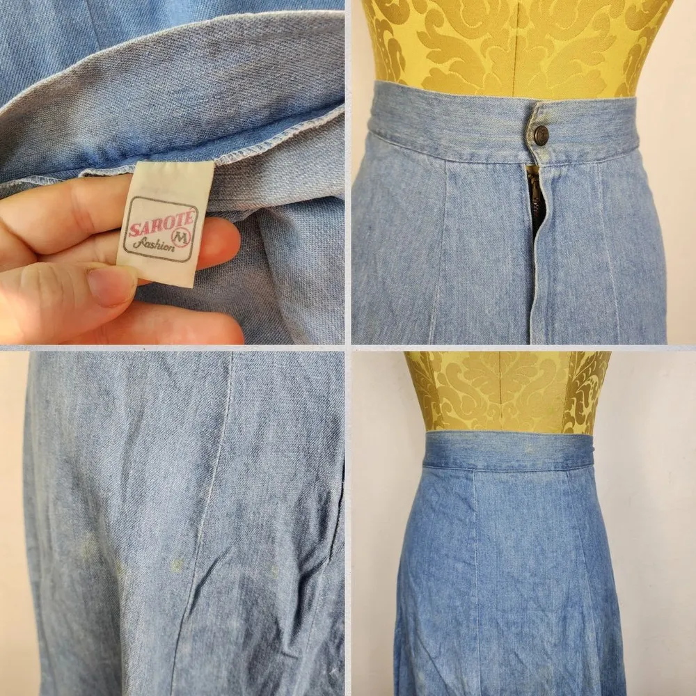 Saia Jeans Vintage Anos 70 Original Tamanho M Evasê